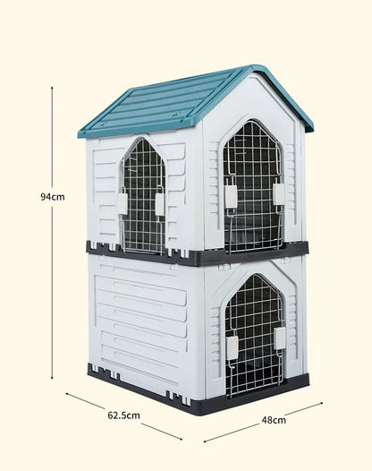 Double-decker kennel outdoor four-season dog house autumn and winter rainproof dog house outdoor stray cat nest dog cage villa