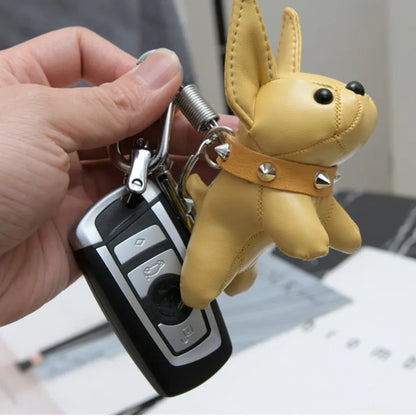 Hip Hop Pitbull Key Chain Charm PU leather Dog Key Pendant Fashion Women's Bag Charm Accessories Car Key Ring Pendant
