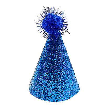 Cute Decorative Pet Birthday Hat Adjustable Foldable Dog Sparkling Hat with Ball Cat Headgear for Birthday