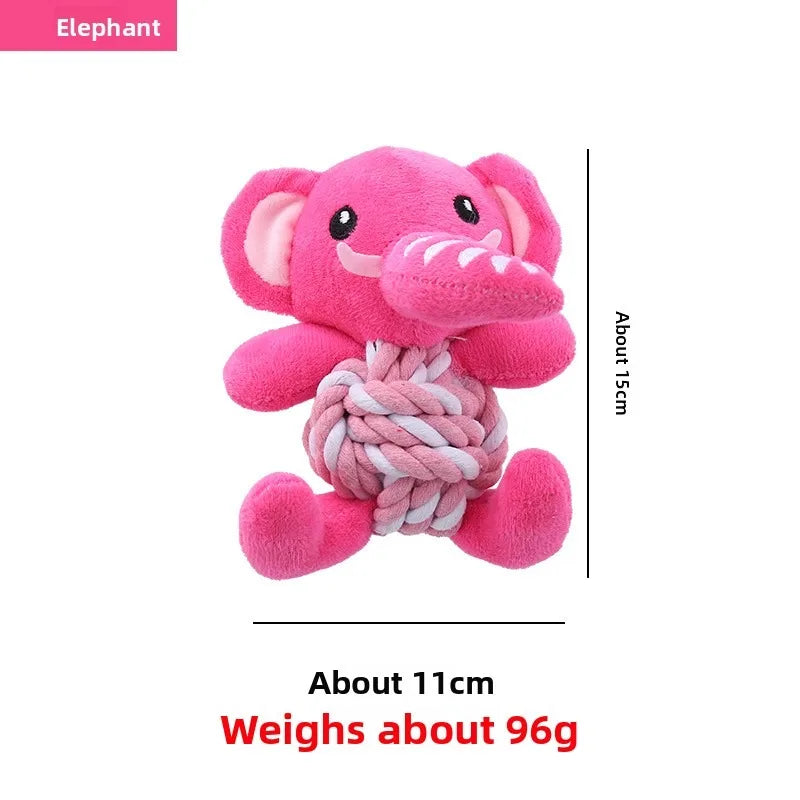 the MERRY PLUSH MUNCHERS - Christmas Plush Dog Toys with Cotton Rope & Squeakers, Chew Resistant Animal Dental Toys for Puppies, Teething Chew Toys