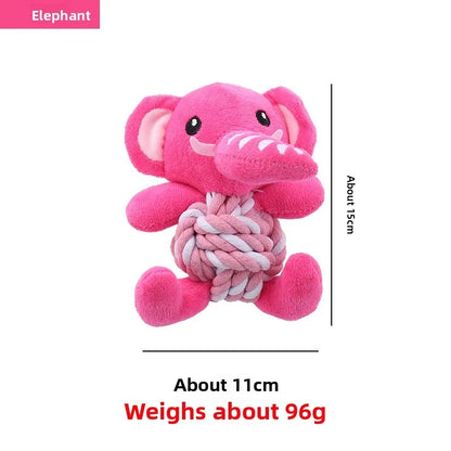 the MERRY PLUSH MUNCHERS - Christmas Plush Dog Toys with Cotton Rope & Squeakers, Chew Resistant Animal Dental Toys for Puppies, Teething Chew Toys