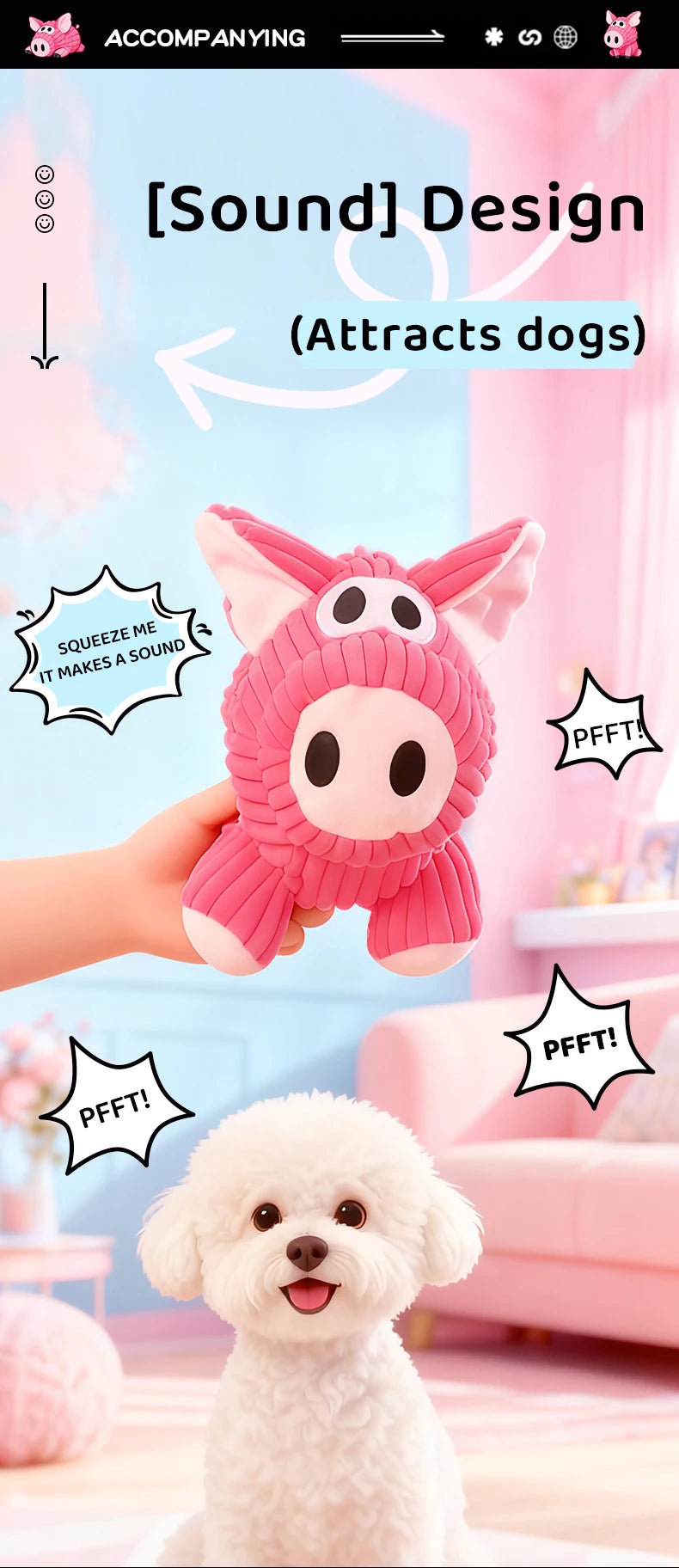 HOOPET Plush Squeaky Dog Toys with Crackling Paper Sound, Chew Resistant Soft Puppy Chew Toys for Boredom Relief