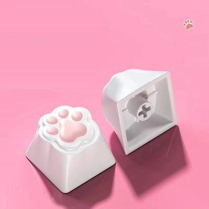 Keyboard Keychain Fidget Toy Cat's Paw Keycap Clicker Fidget Key Chain Decompression Toys Cute Cat's Paw Stress Relief Gifts