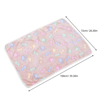 1Pcs Pet Dog Blanket Cushion Small Bone Patterned Lightweight Sleep Mat 60x40cm Print Random Hemming
