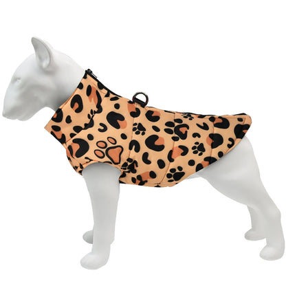 Dog Jacket Warm Winter Pet Clothes For Small Medium Dogs Cats Leopard Print Chihuahua Yorkie Vest Coat With D-ring Puppy Costume