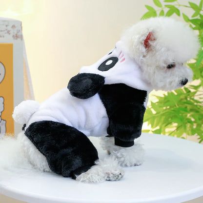 Dog Clothes Autumn And Winter Thick Warm Hat Panda Quadruped Coat Windproof Pet Clothes Suitable For Small And Medium-sized Dogs