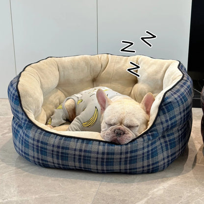 Deep Sleep Dog House High Back Warm Donut Bed for Small Medium Dogs Thick Plush Winter Bed for Teddy French Bulldog Puppies Cats