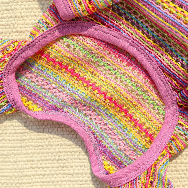 Summer Pet Clothes for Small Dogs Colorful Stripes Dog Jumpsuits Fashion Puppy Rompers Soft Cat Pajamas Pet Overalls Dog Outfits