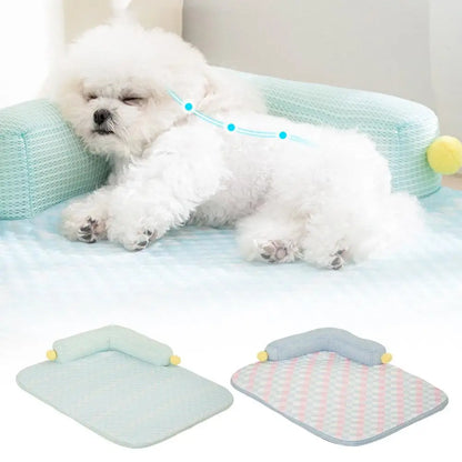 Spring and Summer Upgraded Pillow Sofa Pet Nest, Ice Silk Cat and Dog Cooling Pad, Washable Bottom Waterproof and Anti slip