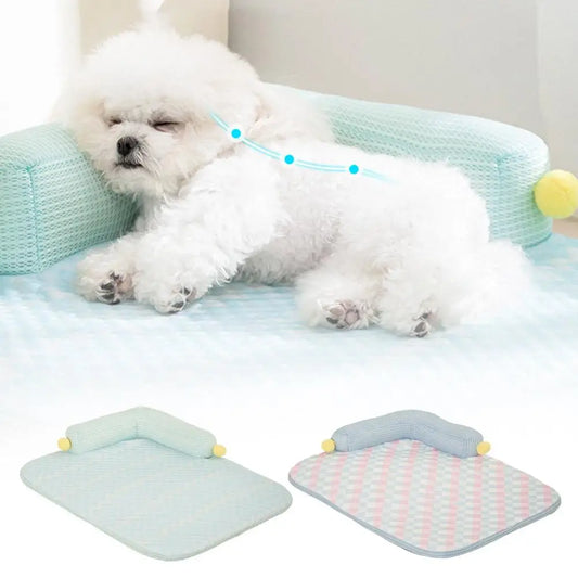 Spring and Summer Upgraded Pillow Sofa Pet Nest, Ice Silk Cat and Dog Cooling Pad, Washable Bottom Waterproof and Anti slip