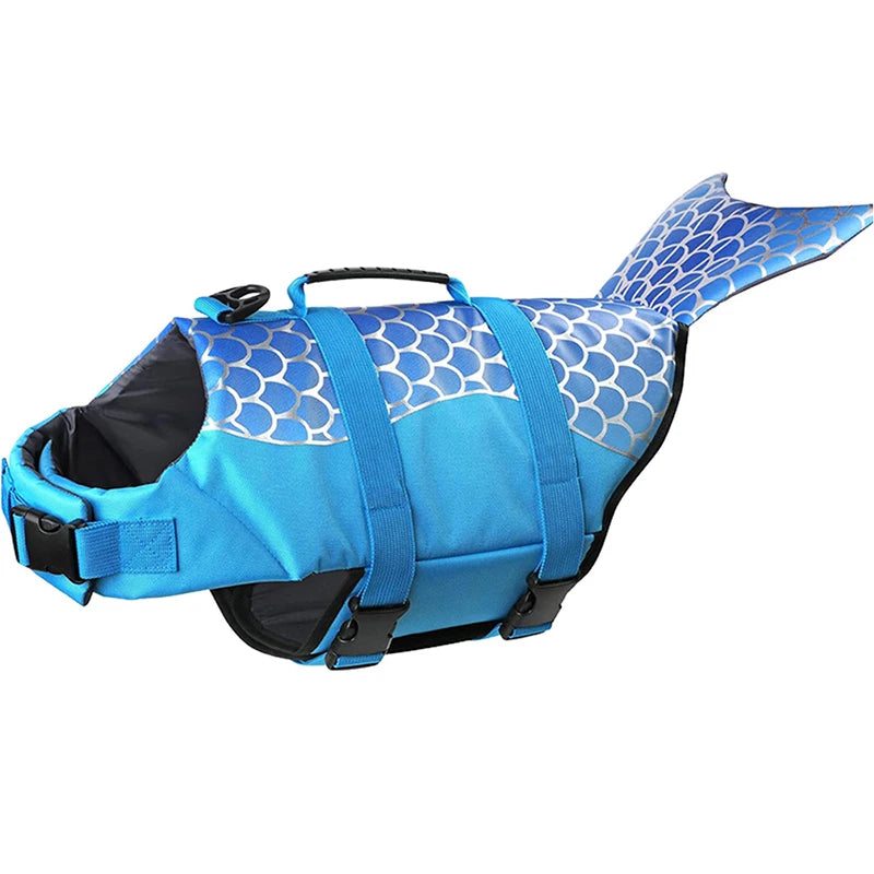 the MER-DOG - Pet Dog Life Jacket, Enhanced Buoyancy Small Dogs Swimming Clothes, Safety Vest with Handle for Medium/Large Dog, Surfing Costume