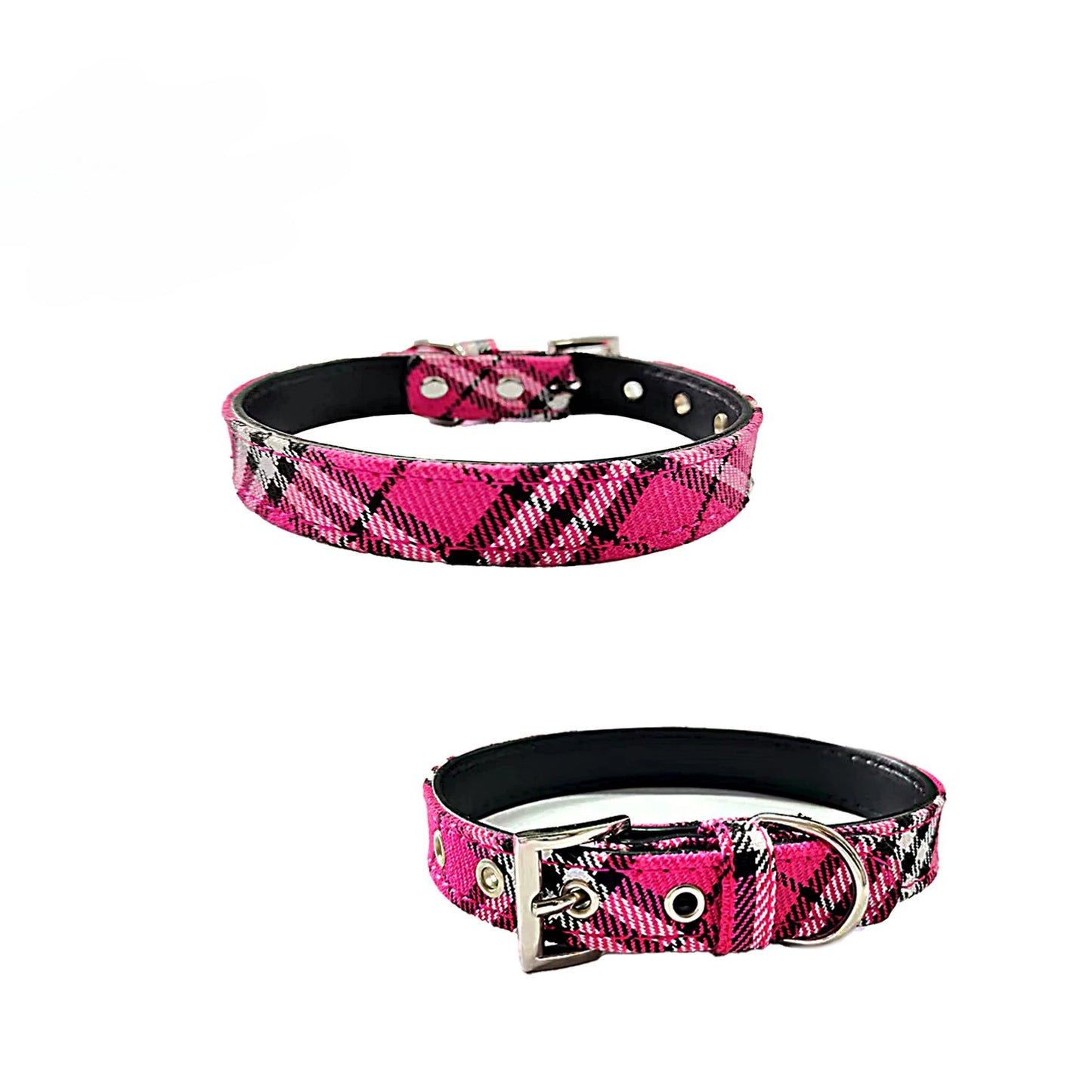 the PLAID PAWS CLASSIC COLLAR - Pet Collar Plaid Cloth Dog Collar, Classic PU Dog Walking, Dog Pet Supplies, Four Seasons Outing