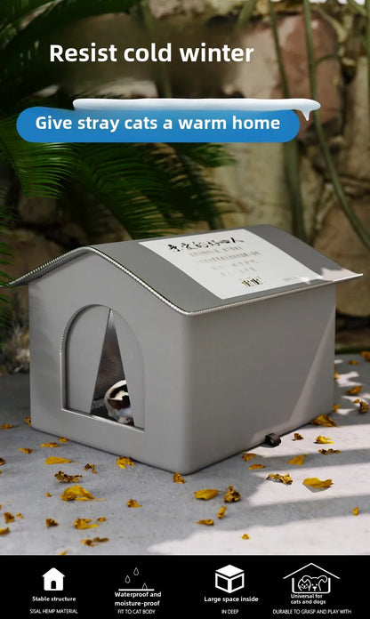 the STRAY HOUSE - Stray Cat/Doghouse, Waterproof Outdoor Winter Warm Pet Cave, Sleeping Beds Home, Foldable Washable for Small Dog/Puppy Supplies