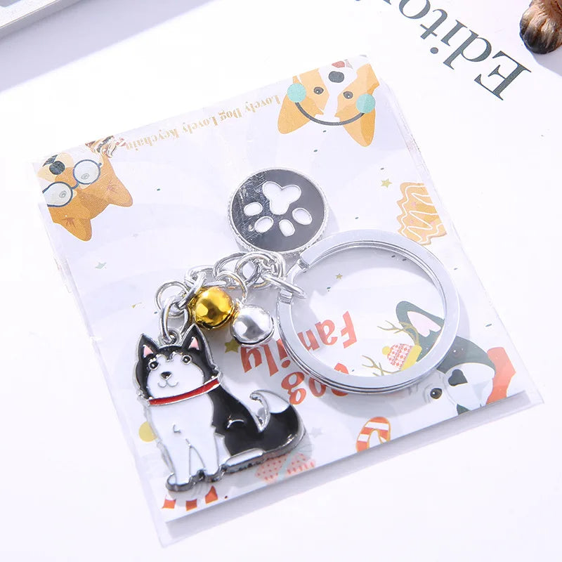 New Popular Cute Metal Dog Key Chain Car For Women Pendant Pet Dog Bell Keychains Jewelry Car Key Ring Party Gift K5222