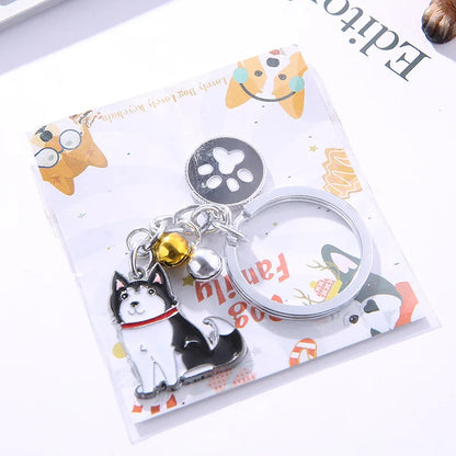 New Popular Cute Metal Dog Key Chain Car For Women Pendant Pet Dog Bell Keychains Jewelry Car Key Ring Party Gift K5222
