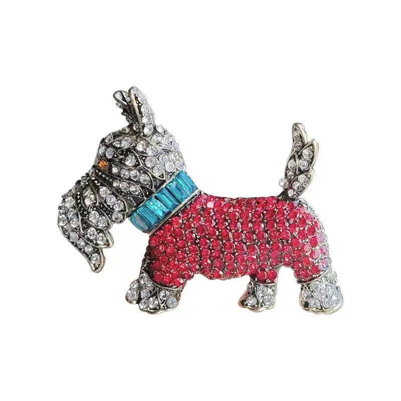 Classic Rhinestone Dog Brooches for Women Enamel Animal Pins Necklace Office Party Friend New Fashion Gifts Jewelry Accessories