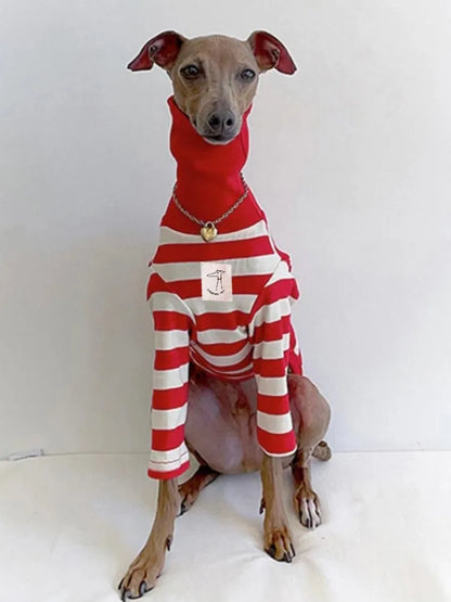 Cute High Neck Colorblock Italian Greyhound Clothes Cotton Stretch Puppy Clothes Whippet/Bellington Medium Dog Pet Clothes