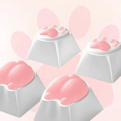 Keyboard Keychain Fidget Toy Cat's Paw Keycap Clicker Fidget Key Chain Decompression Toys Cute Cat's Paw Stress Relief Gifts