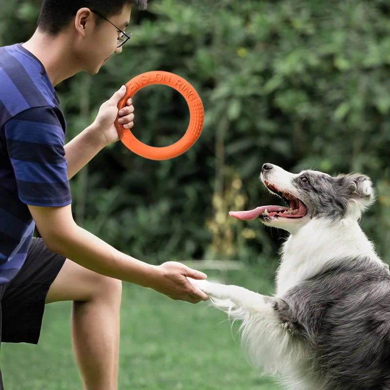 Dog Ring Toys Indestructible Chewing Flying Floating Training Tools Fetch for Small Medium Large Dogs Throwing Catching Flying
