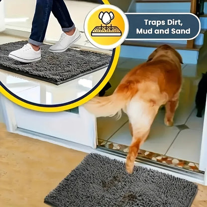4 sizes Ultra-Absorbent Muddy Paw Dog Mat - Captures Dirt and Moisture, Quick-Drying, Non-Slip, Washable, and Ultra-Fine Fiber
