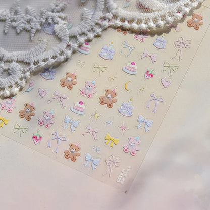 Colorful Balloon Cute Puppy Flower Cherry Bowknot Love Happy Dog Animal Self Adhesive Nail Art Sticker Decoration Manicure Decal