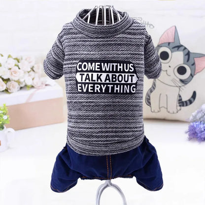 Pet clothing, dog four-legged hoodie, new autumn and winter Pomeranian Teddy with fleece Corgi Bichon Frise puppy clothing