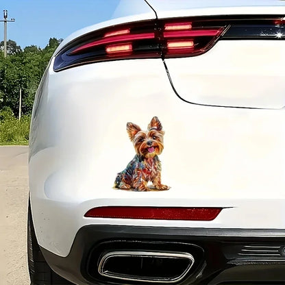 15cm Colorful Yorkshire Terrier Puppy Car Stickers Vinyl Waterproof Scratch-Resistant Decals for Cars, Trucks, Motorcycles