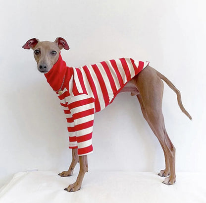 Cute High Neck Colorblock Italian Greyhound Clothes Cotton Stretch Puppy Clothes Whippet/Bellington Medium Dog Pet Clothes