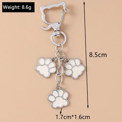 Cute Enamel Puppy Dog Cat Paw Keychain Footprint Key Ring Pendants for Women Girls Handbag Decor DIY Handmade Jewelry  Gifts