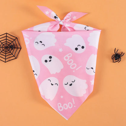 2 Pack Halloween Dog Bandanas Pink Black Ghost Boo Dog Scarf Bibs Triangle Pet Scarf Pet Halloween Bandanas Costumeall Dogs Cats
