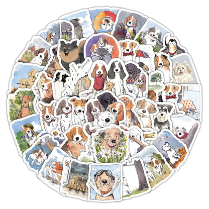 10/30/50/100PCS Happy Dog Stickers Funny Dog Cartoon Sticker Animal Decals DIY Luggage Laptop Phone Car Bike Skateboard Kids Toy