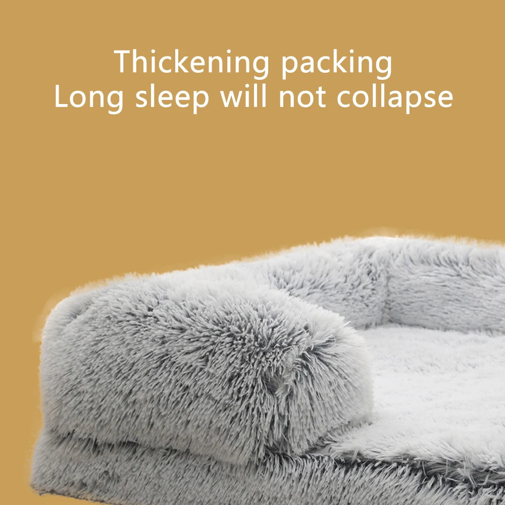Full Filling Medium Dog Bed Half Surround Large Dog Sofa Soft Square Cat Bed Kennel Plush Puppy Nest House Accessories