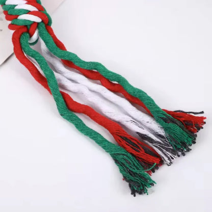 Christmas Themed Interactive Chew Toy for Dogs And Cats - Cute Squeaky Cotton Rope Knot Molar Bite Toy Funny Puppy Xmas Gift