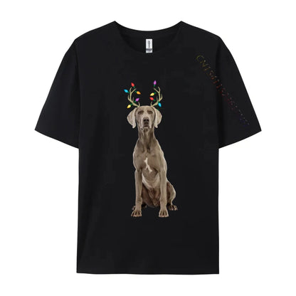 the WEIMARANER REINDEER - Weimaraner Reindeer Christmas Dog T-Shirts, Print Tee Shirts Premium Cotton Plus Size Tops