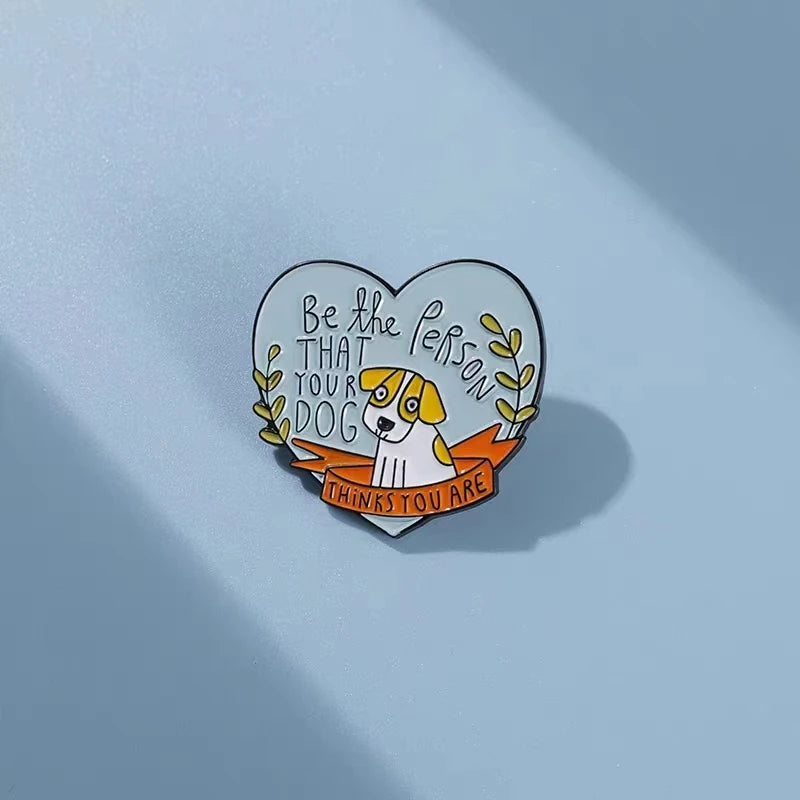 Puppy Heart Shape Enamel Pins Funny Dog Person Brooches Lapel Badges Backpack Clothes Animals Pet Jewelry Pin Gifts for Friends