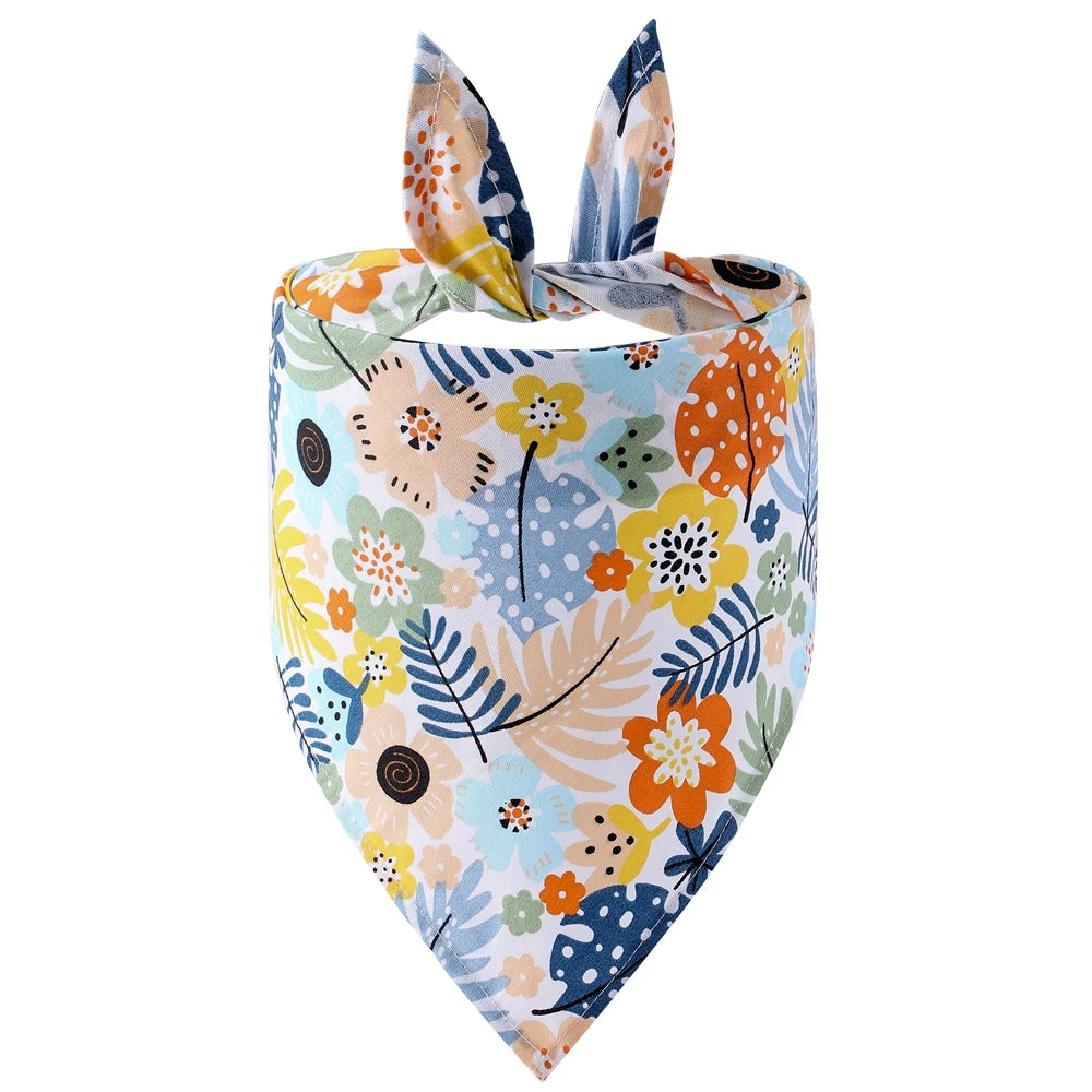 Sucado Dog Bandana Fruit Floral Spring Washable Soft Doggy Scarf Kerchief Summer Adjustable for Small Medium Large Dogs Pets