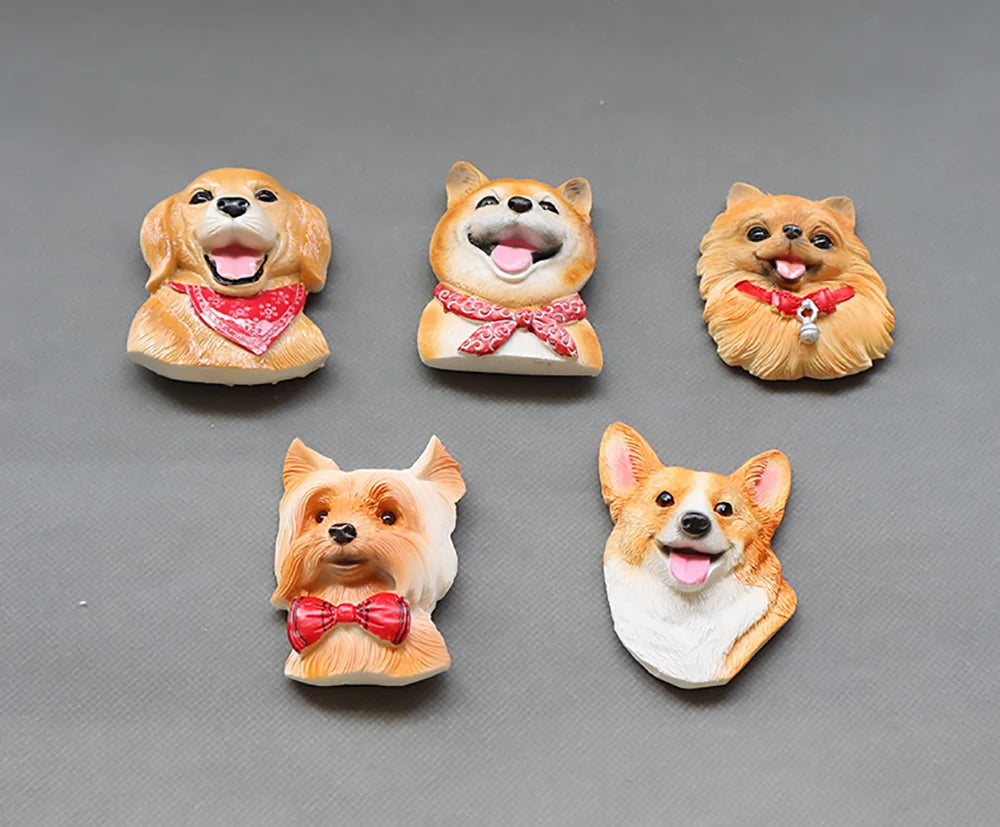 3D pet dog resin magnetic refrigerator sticker simulation corgi,Yorkshire,Golden Retriever,Magnetic sticker home decoration