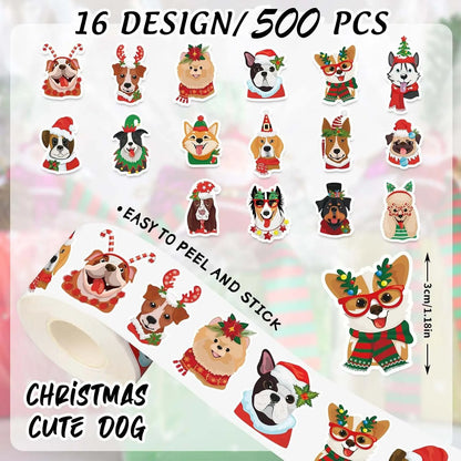 100-500pcs Cartoon Dog Christmas Stickers Party Christmas Gift Wrapping Label Children Scrapbook Stationery Stickers