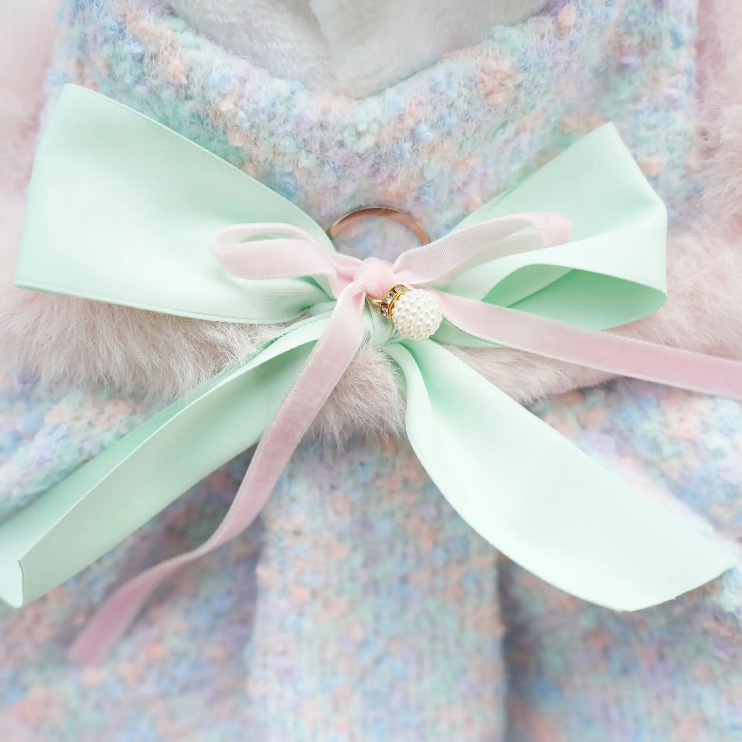 Pet Colorful Bow Set Skirt Autumn/Winter Bow Plush Coat Dress Warm Clothes Teddy Clothes Puppy Clothes for Small Dogs