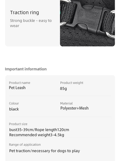 Pet Leash Undershirt Harnesses Mesh Breathable Adjustable Easy Control Reflective Undershirt Dog Harness Collar