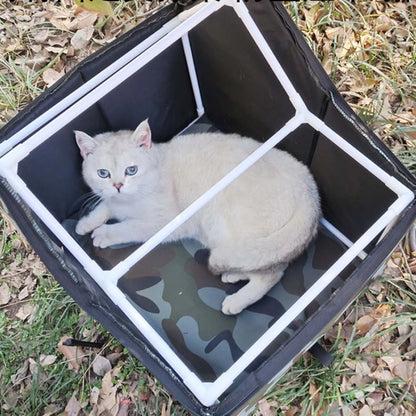 the CAMO HOUSE - Pet Shelter, Waterproof Four Seasons Outdoor Cat/Doghouse, Winter Warm Pet Cat/Dog Cave, Sleeping Beds Tent for Small Dog/Puppy Supplies