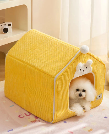 Detachable Pet House Winter Cartoon Bear Warm Cat House Suitable Small Medium Sized Dogs Cats Dog Nests and Caves Pet Supplies