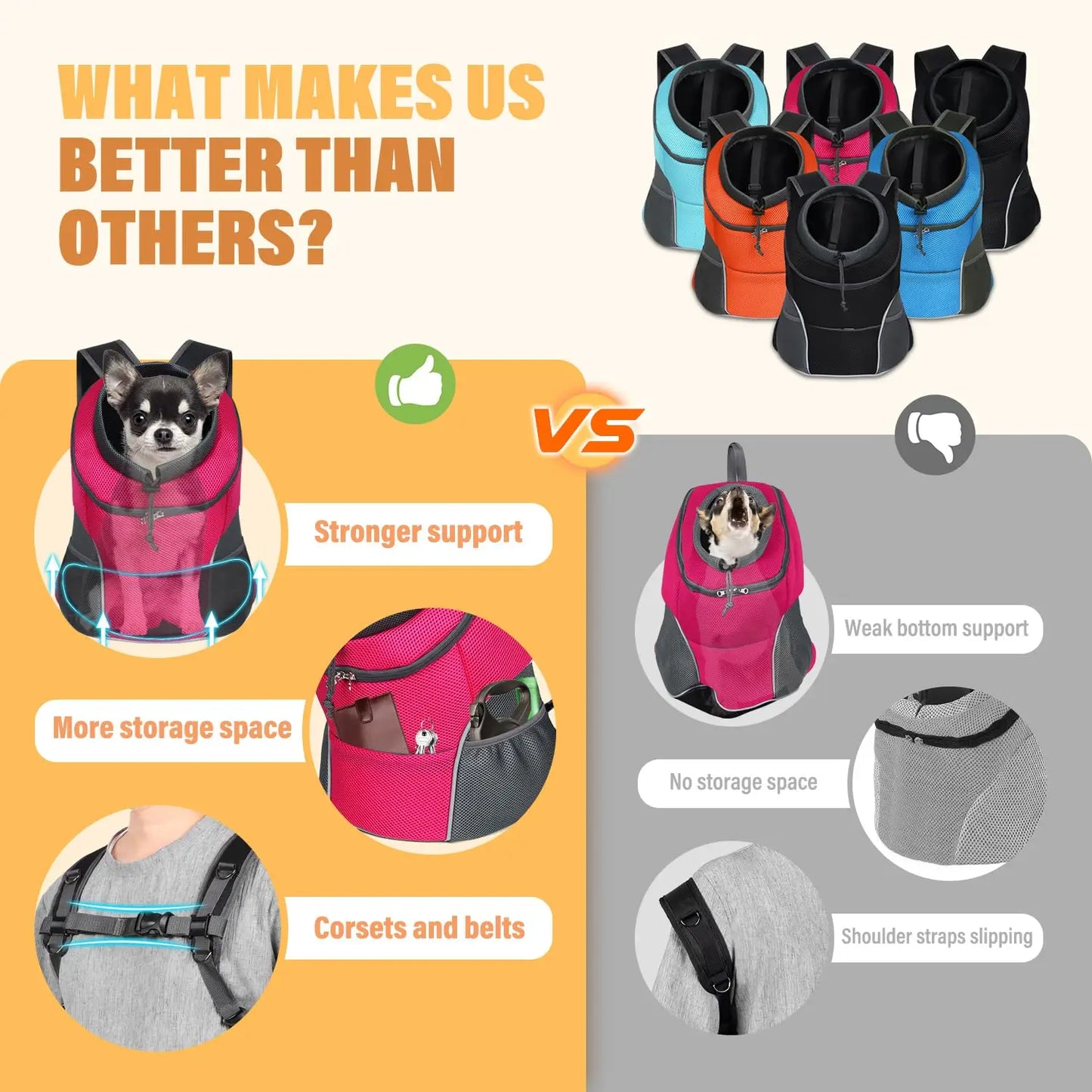 Small Dog Backpack Portable Outdoor Double Shoulder Dog Carrier Bag Pet Bag Travel Breathable Backpack Pet Carrying Supplies