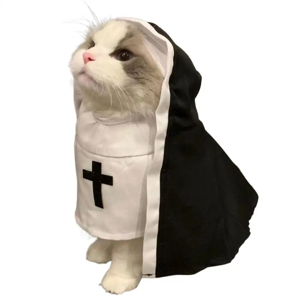 Three-Dimensional Modeling Nun Style Headwear Dress Up Cosplay Pet Costume Set Halloween Dog Transform Clothes