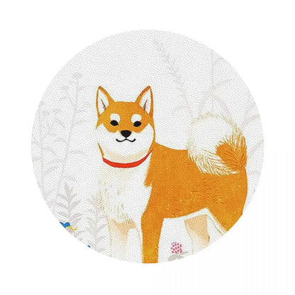 Animal Shiba Inu Dogs Coasters Kitchen Placemats Waterproof Insulation Cup Coffee Mats For Decor Home Tableware Pads Set of 4