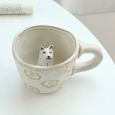 360ml Creative Cute Handmade 3D Snail Daisy Dog Cat Coffee Mugs Ceramic Funny Cartoon Animal Tea Milk Cups Unique Birthday Gift