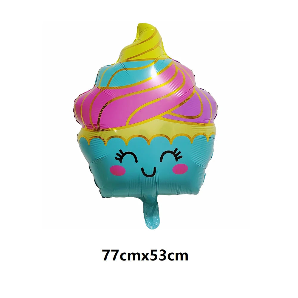 7 Piece Set Donut Ice Cream Five-Pointed Star Aluminum Mold Candy Confetti Balloon Baby Shower Girl Birthday Party Decoration