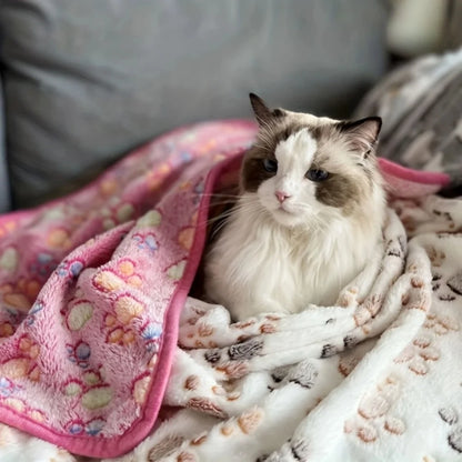 3PCS Soft Flannel Fleece Cat Dog Blanket Bed Mats Paw Foot Print Warm Pet Blanket Sleeping Beds Cover Mat For Pets Supplies