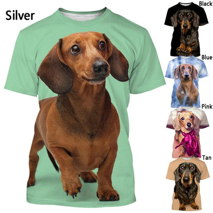 the DACHSHUNDS - Dachshund 3D Printed T-Shirt, Men/Women Summer Funny Dog Graphic T-Shirts, Casual Harajuku Style Kids O-Neck Tee Tops Clothing