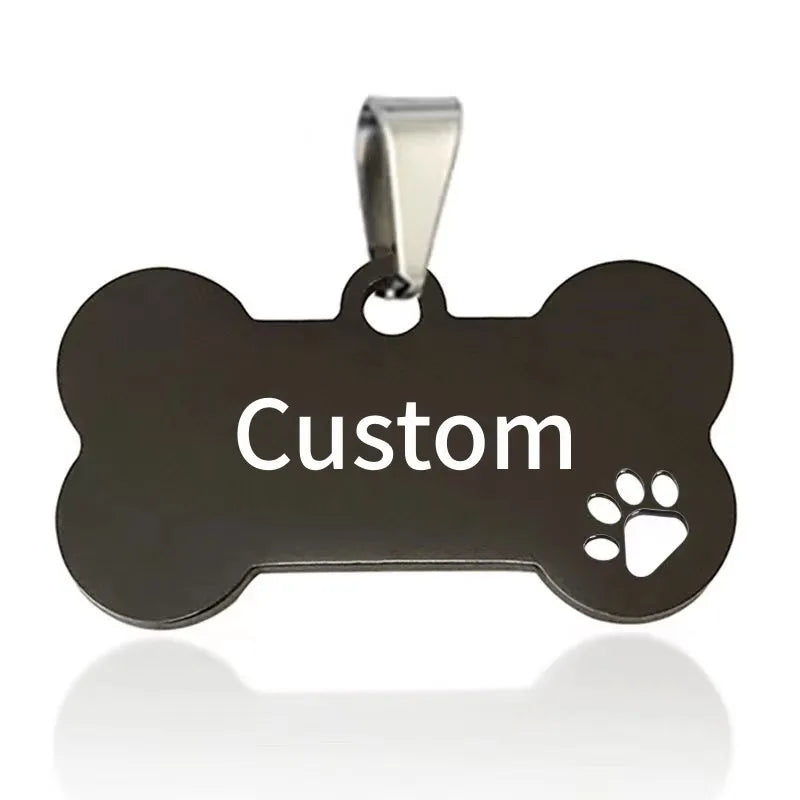 Personalized Dog Tag Stainless Steel Custom Engraved Bone Dog Charm For Pet Collar Dog Id Name Tag Gift Pendant Supplies Jewelry